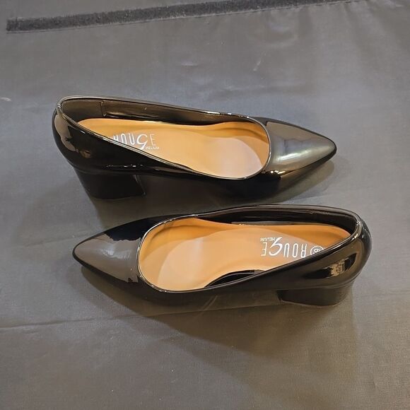 BRAND NEW ROUGE HELIUM POINTED TOE GLOSSY BLOCK-HEEL SLIP-ON PUMP - Picture 8 of 15